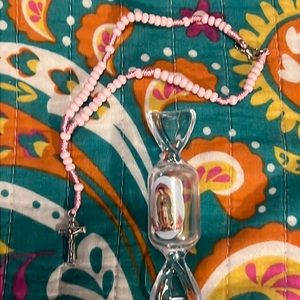 🔥AUTHENTIC MEXICAN PINK ROSARY PRAYER BEADS BRACELET BLESSINGS